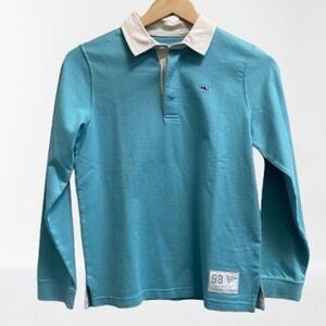 NEW Vineyard Vines Youth Boys Aqua Polo Shirt Size 12-14 Medium
